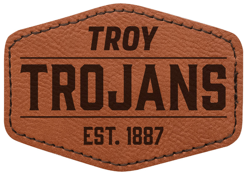 Troy University Officially Licensed Hexagonal Leatherette Patch - Iron-On with Adhesive Back Single