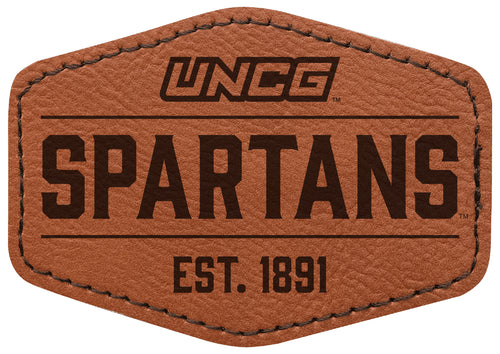 North Carolina Greensboro Spartans Officially Licensed Hexagonal Leatherette Patch - Iron-On with Adhesive Back Single