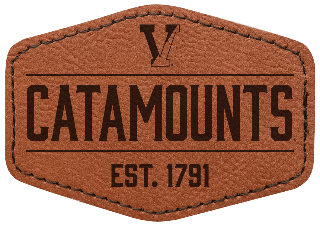 Vermont Catamounts Officially Licensed Hexagonal Leatherette Patch - Iron-On with Adhesive Back Single