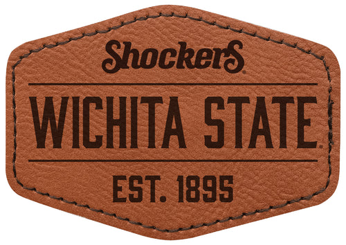Wichita State Shockers Officially Licensed Hexagonal Leatherette Patch - Iron-On with Adhesive Back Single