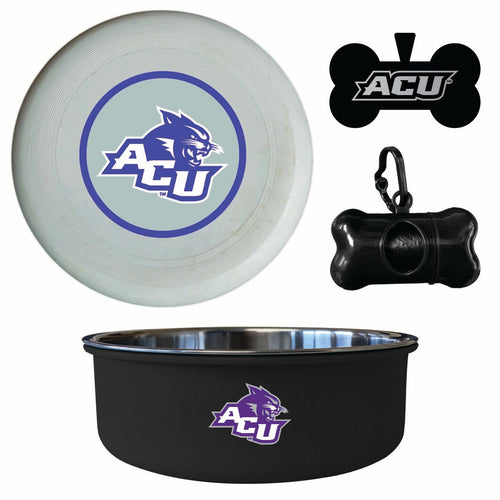 Abilene Christian University Officially Licensed College Pet Pack – Dog Tag, Bowl, Flying Disc & Waste Bag 