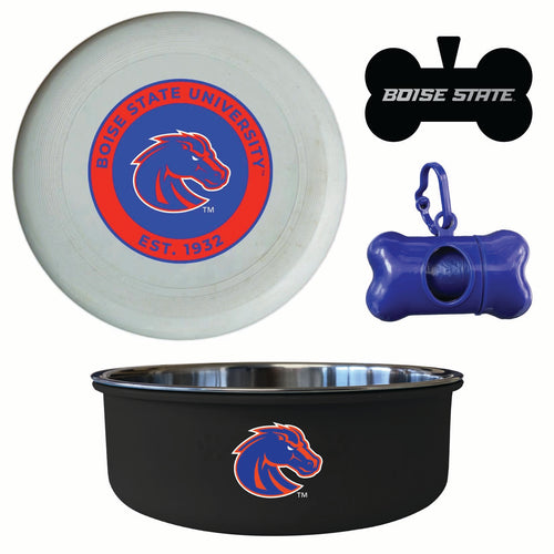 Boise State Broncos Officially Licensed College Pet Pack – Dog Tag, Bowl, Flying Disc & Waste Bag 