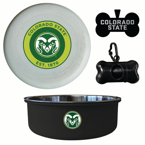 Colorado State Rams Officially Licensed College Pet Pack – Dog Tag, Bowl, Flying Disc & Waste Bag 