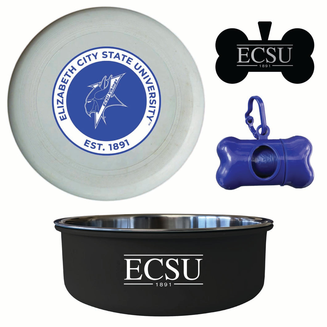 Elizabeth City State University Officially Licensed College Pet Pack – Dog Tag, Bowl, Flying Disc & Waste Bag 