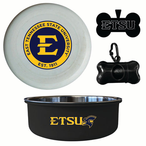 East Tennessee State University Officially Licensed College Pet Pack – Dog Tag, Bowl, Flying Disc & Waste Bag 