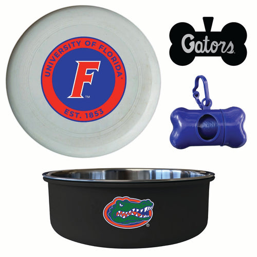 Florida Gators Officially Licensed College Pet Pack – Dog Tag, Bowl, Flying Disc & Waste Bag 