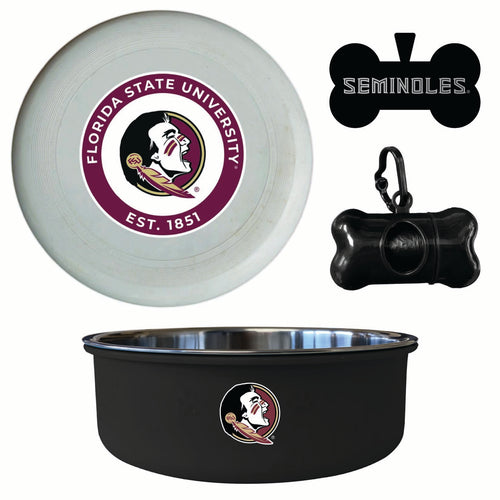 Florida State Seminoles Officially Licensed College Pet Pack – Dog Tag, Bowl, Flying Disc & Waste Bag 