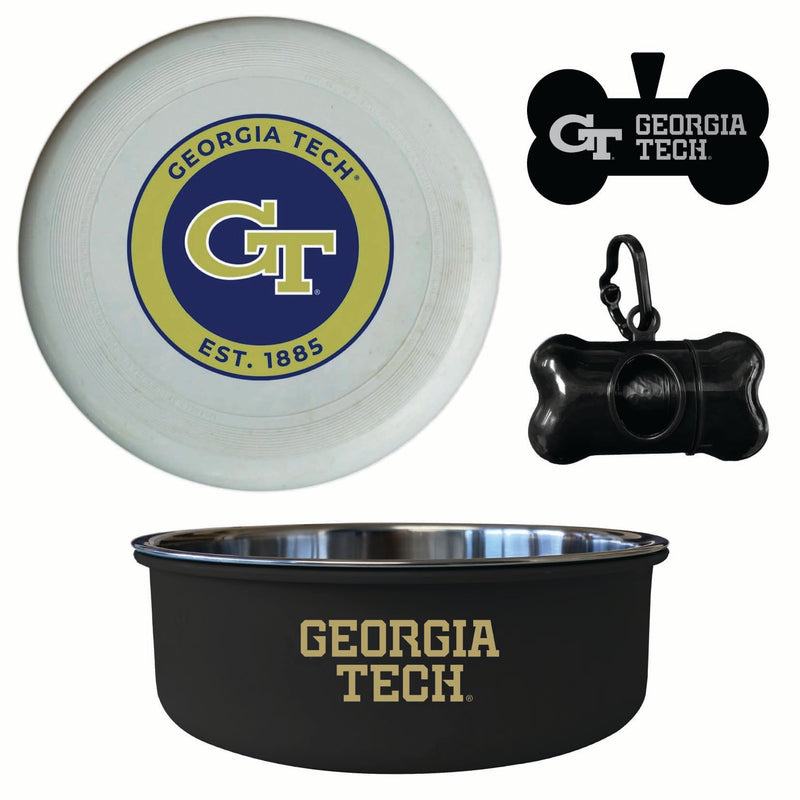 Georgia Tech Yellow Jackets Officially Licensed College Pet Pack – Dog Tag, Bowl, Flying Disc & Waste Bag 