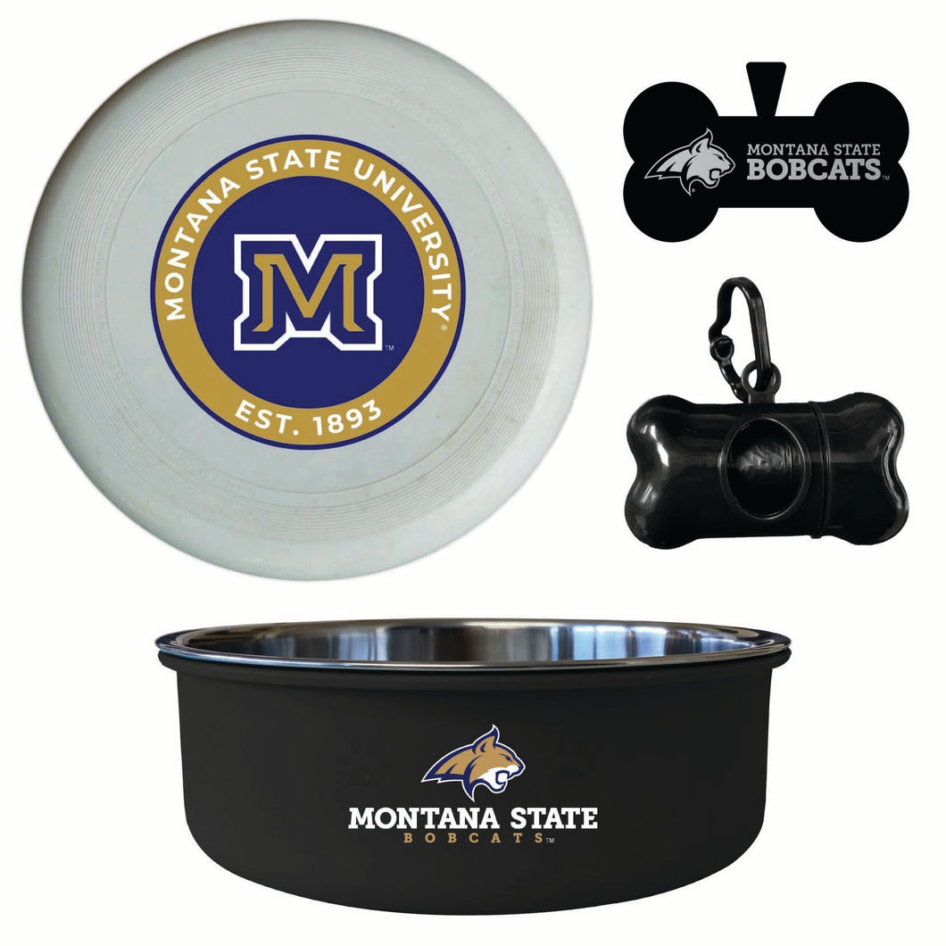 Montana State Bobcats Officially Licensed College Pet Pack – Dog Tag, Bowl, Flying Disc & Waste Bag 