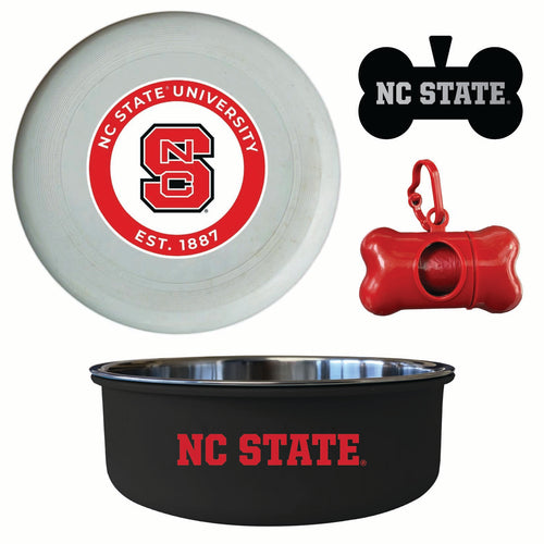 NC State Wolfpack Officially Licensed College Pet Pack – Dog Tag, Bowl, Flying Disc & Waste Bag 