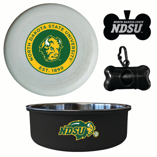 North Dakota State Bison Officially Licensed College Pet Pack – Dog Tag, Bowl, Flying Disc & Waste Bag 