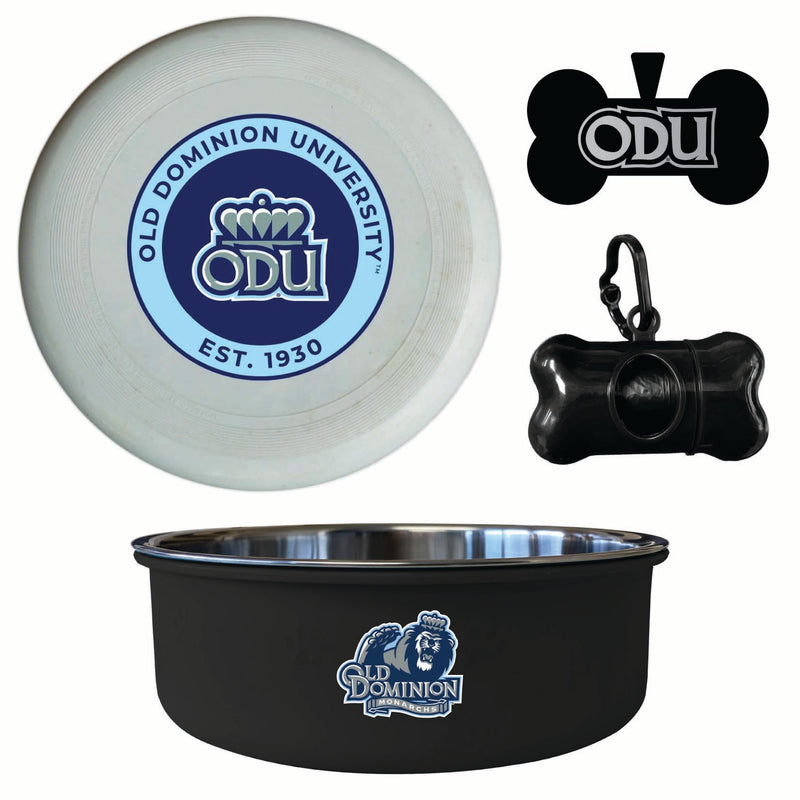 Old Dominion Monarchs Officially Licensed College Pet Pack – Dog Tag, Bowl, Flying Disc & Waste Bag 
