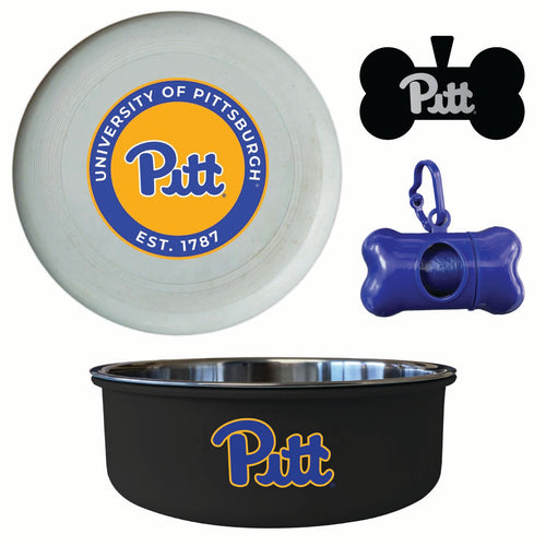 Pittsburgh Panthers Officially Licensed College Pet Pack – Dog Tag, Bowl, Flying Disc & Waste Bag 