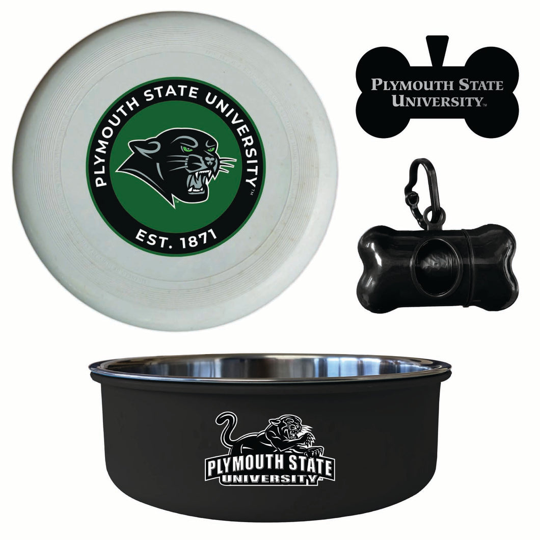Plymouth State University Officially Licensed College Pet Pack – Dog Tag, Bowl, Flying Disc & Waste Bag 