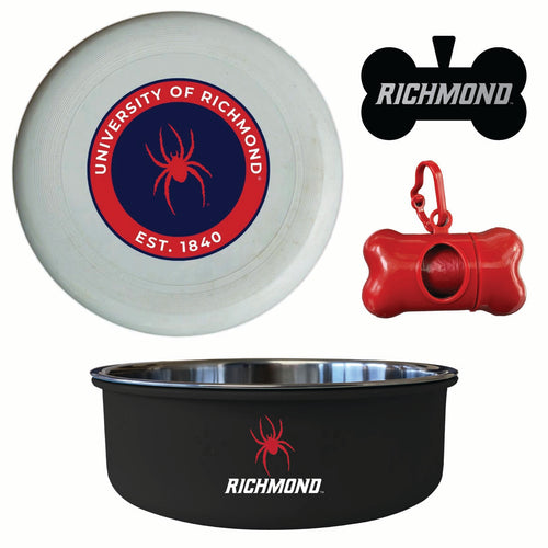 Richmond Spiders Officially Licensed College Pet Pack – Dog Tag, Bowl, Flying Disc & Waste Bag 