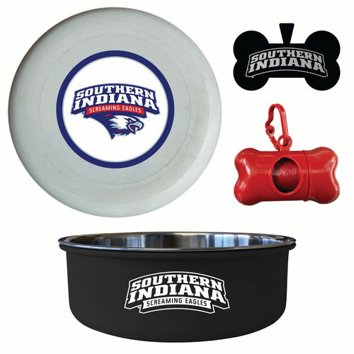 University of Southern Indiana Officially Licensed College Pet Pack – Dog Tag, Bowl, Flying Disc & Waste Bag 