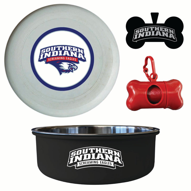 University of Southern Indiana Officially Licensed College Pet Pack – Dog Tag, Bowl, Flying Disc & Waste Bag 