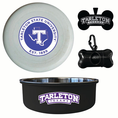 Tarleton State University Officially Licensed College Pet Pack – Dog Tag, Bowl, Flying Disc & Waste Bag 