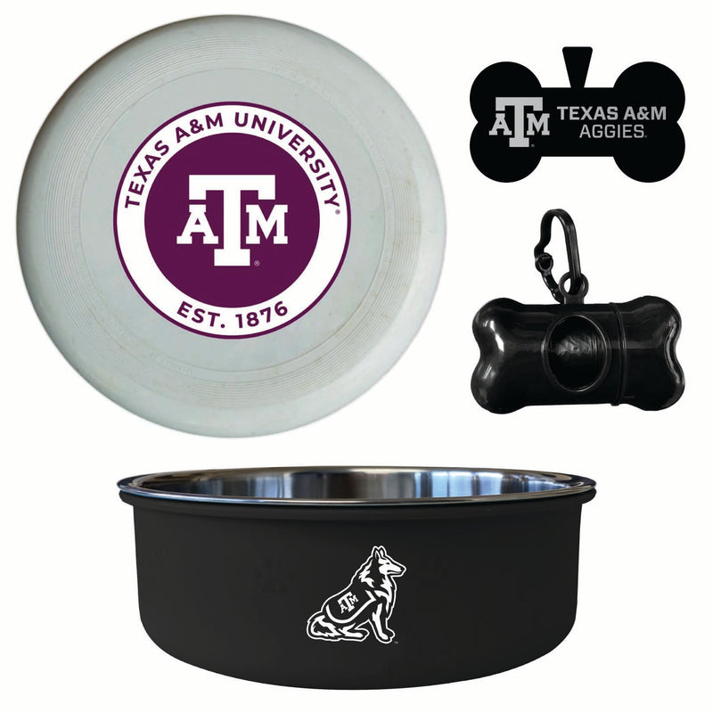 Texas A&M Aggies Officially Licensed College Pet Pack – Dog Tag, Bowl, Flying Disc & Waste Bag 