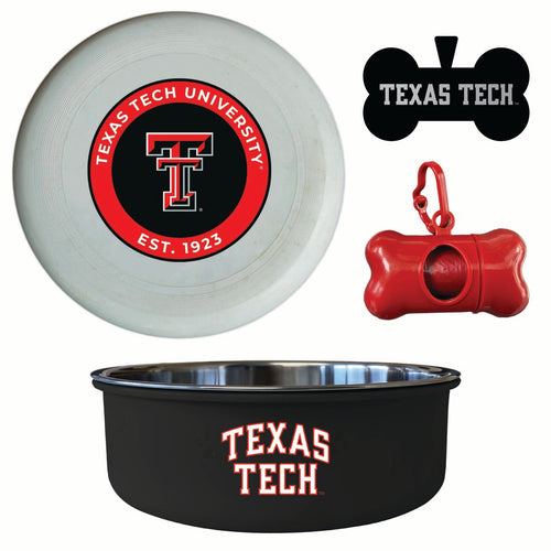 Texas Tech Red Raiders Officially Licensed College Pet Pack – Dog Tag, Bowl, Flying Disc & Waste Bag 