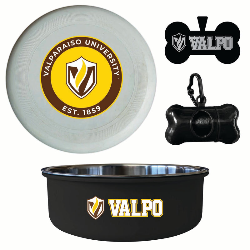 Valparaiso University Officially Licensed College Pet Pack – Dog Tag, Bowl, Flying Disc & Waste Bag 