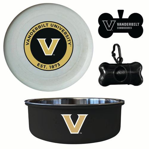 Vanderbilt University Officially Licensed College Pet Pack – Dog Tag, Bowl, Flying Disc & Waste Bag 