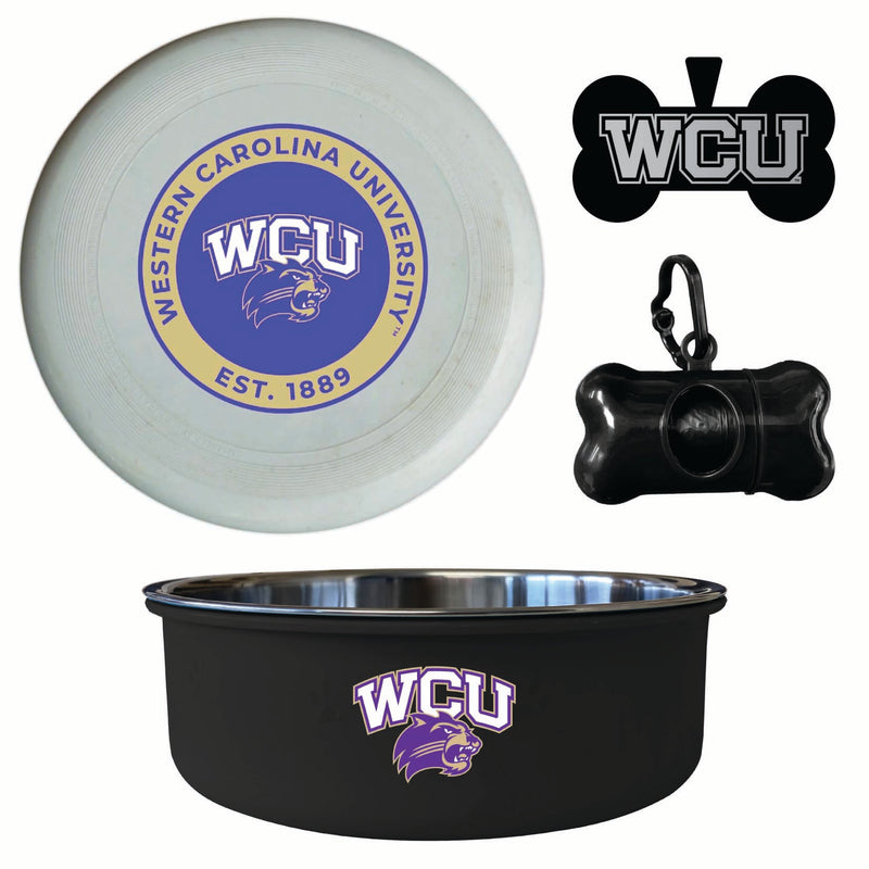Western Carolina University Officially Licensed College Pet Pack – Dog Tag, Bowl, Flying Disc & Waste Bag 