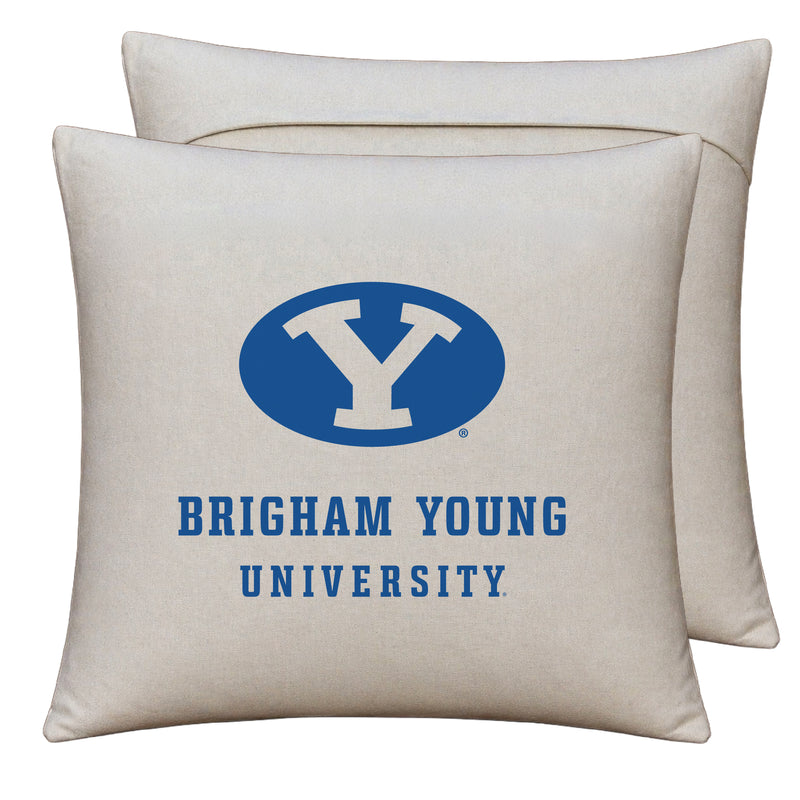 Brigham Young Cougars Officially Licensed 18" x 18" Throw Pillow Cover – Logo Design