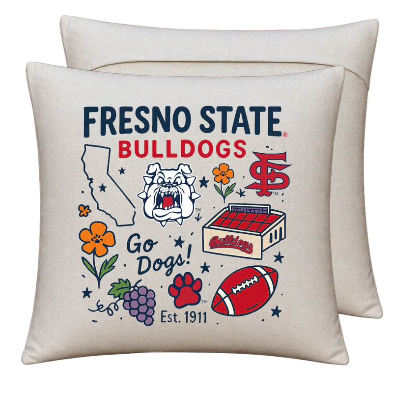 Fresno State Bulldogs Officially Licensed 18" x 18" Throw Pillow Cover – Medley or Logo Design Medley