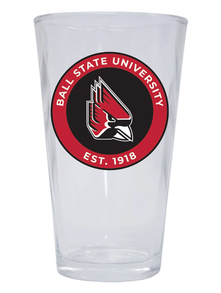 Ball State University 16 oz Pint Glass Circle Design Officially Licensed Collegiate Product 2-Pack