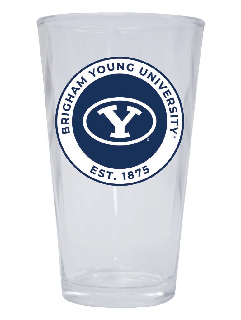 Brigham Young Cougars 16 oz Pint Glass Circle Design Officially Licensed Collegiate Product Single