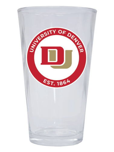 University of Denver Pioneers 16 oz Pint Glass Circle Design Officially Licensed Collegiate Product Single
