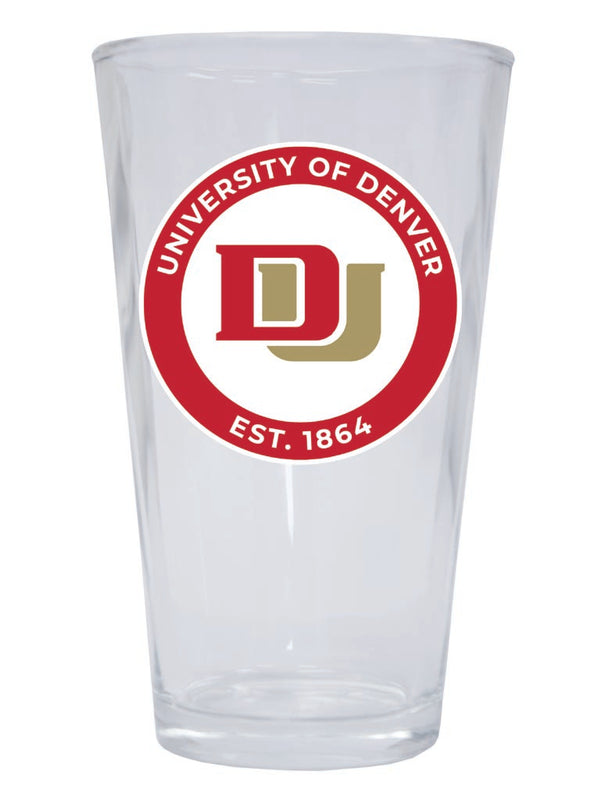 University of Denver Pioneers 16 oz Pint Glass Circle Design Officially Licensed Collegiate Product Single