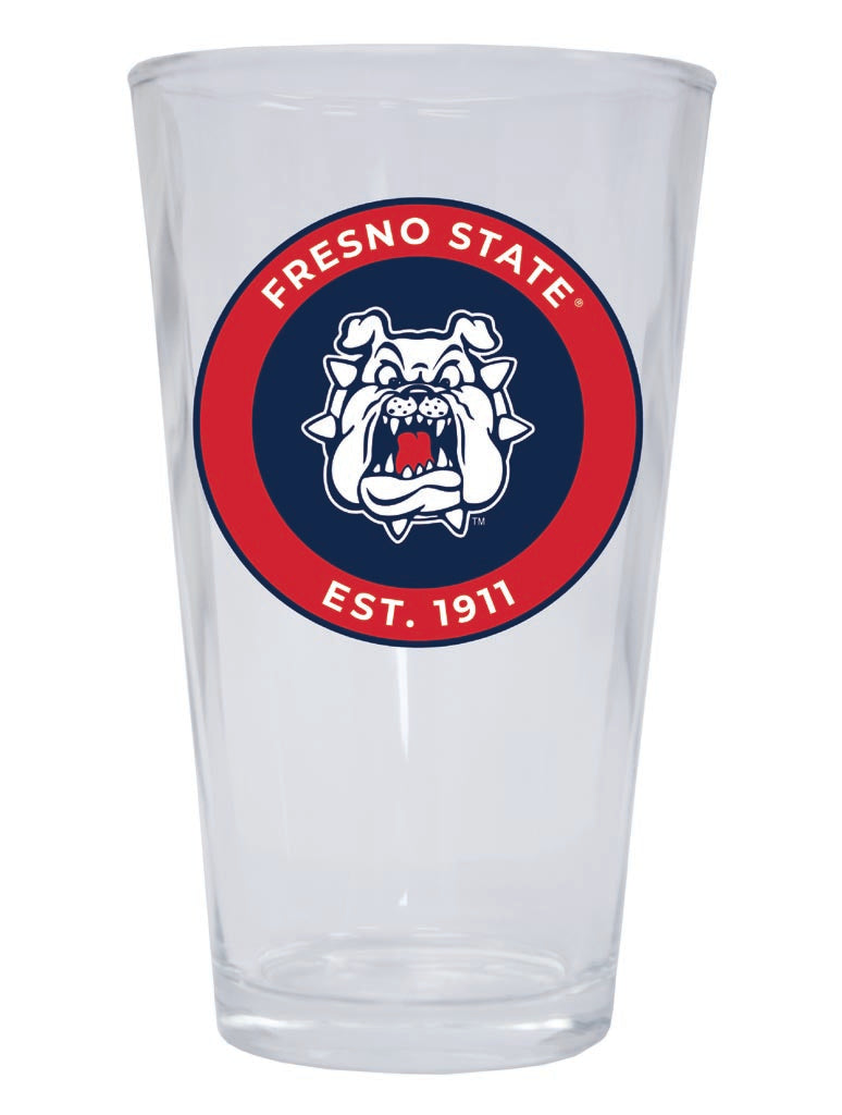 Fresno State Bulldogs 16 oz Pint Glass Circle Design Officially Licensed Collegiate Product Single