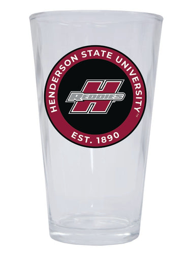 Henderson State Reddies 16 oz Pint Glass Circle Design Officially Licensed Collegiate Product 4-Pack
