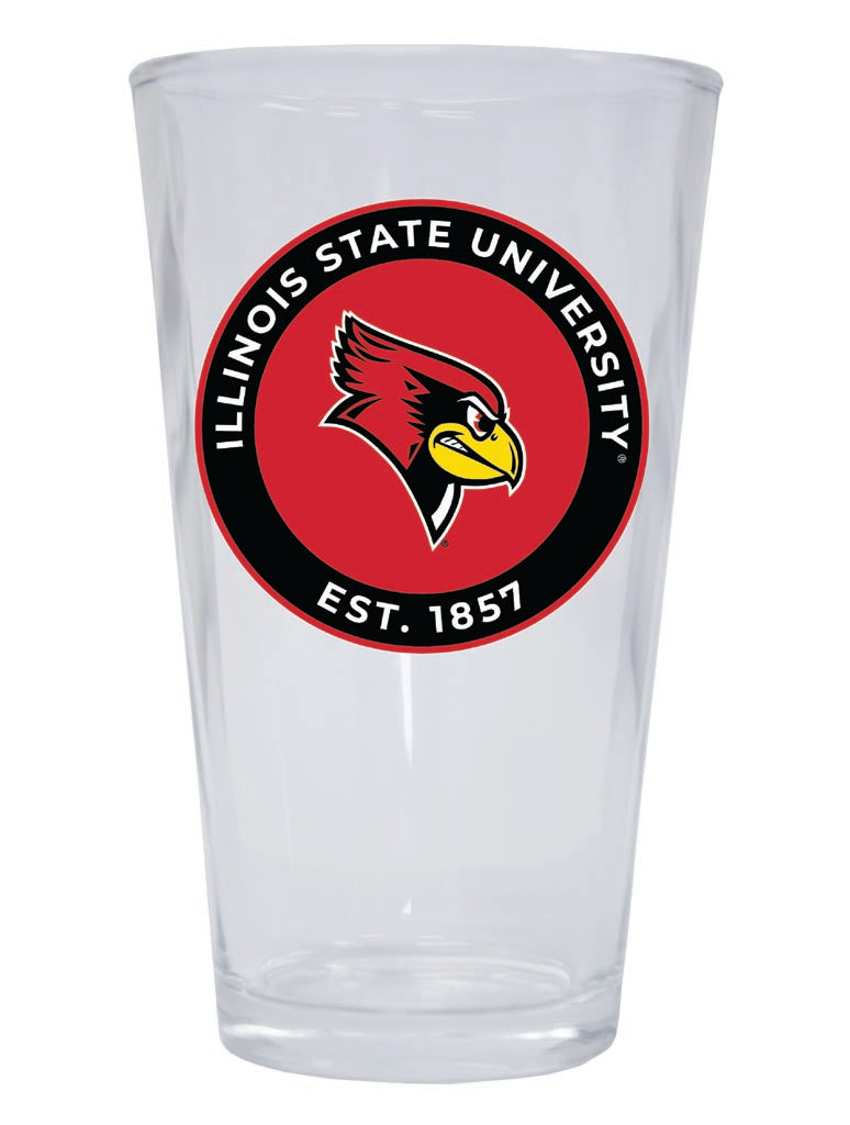 Illinois State Redbirds 16 oz Pint Glass Circle Design Officially Licensed Collegiate Product 2-Pack