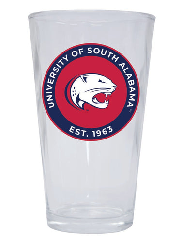 University of South Alabama 16 oz Pint Glass Circle Design Officially Licensed Collegiate Product 2-Pack