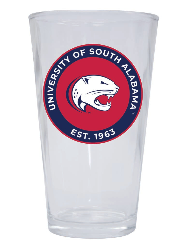 University of South Alabama 16 oz Pint Glass Circle Design Officially Licensed Collegiate Product 2-Pack