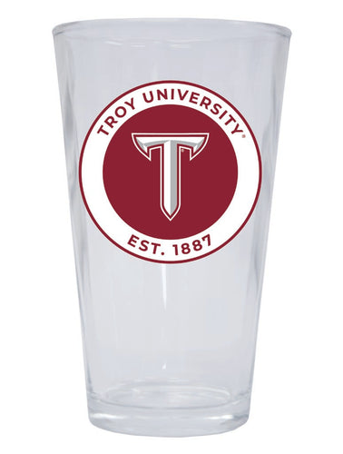 Troy University 16 oz Pint Glass Circle Design Officially Licensed Collegiate Product 2-Pack