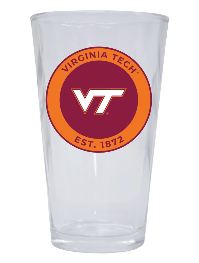 Virginia Tech Hokies 16 oz Pint Glass Circle Design Officially Licensed Collegiate Product 2-Pack