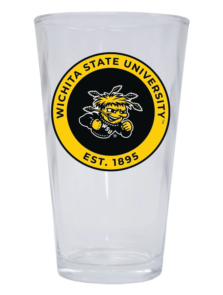 Wichita State Shockers 16 oz Pint Glass Circle Design Officially Licensed Collegiate Product 4-Pack