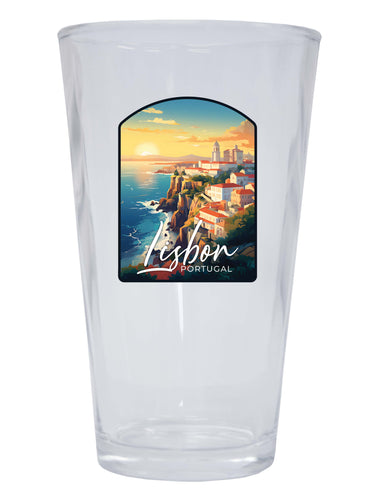 Lisbon Portugal Design B Souvenir 16 oz Pint Glass 4-Pack