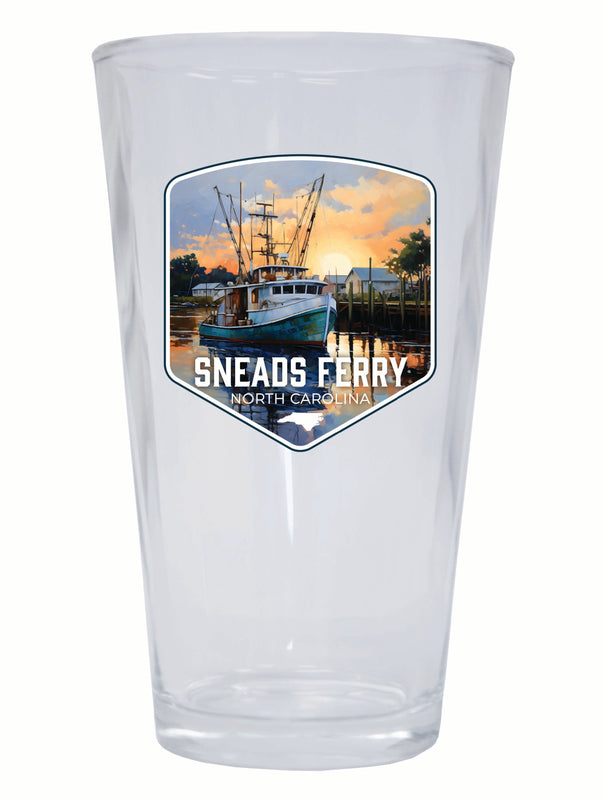 Sneads Ferry North Carolina Shrimp Boat Design Souvenir 16 oz Pint Glass 4-Pack