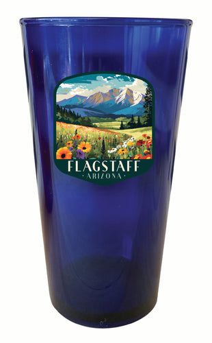 Flagstaff Arizona Design C Souvenir Plastic 16 oz pint Blue 4-Pack