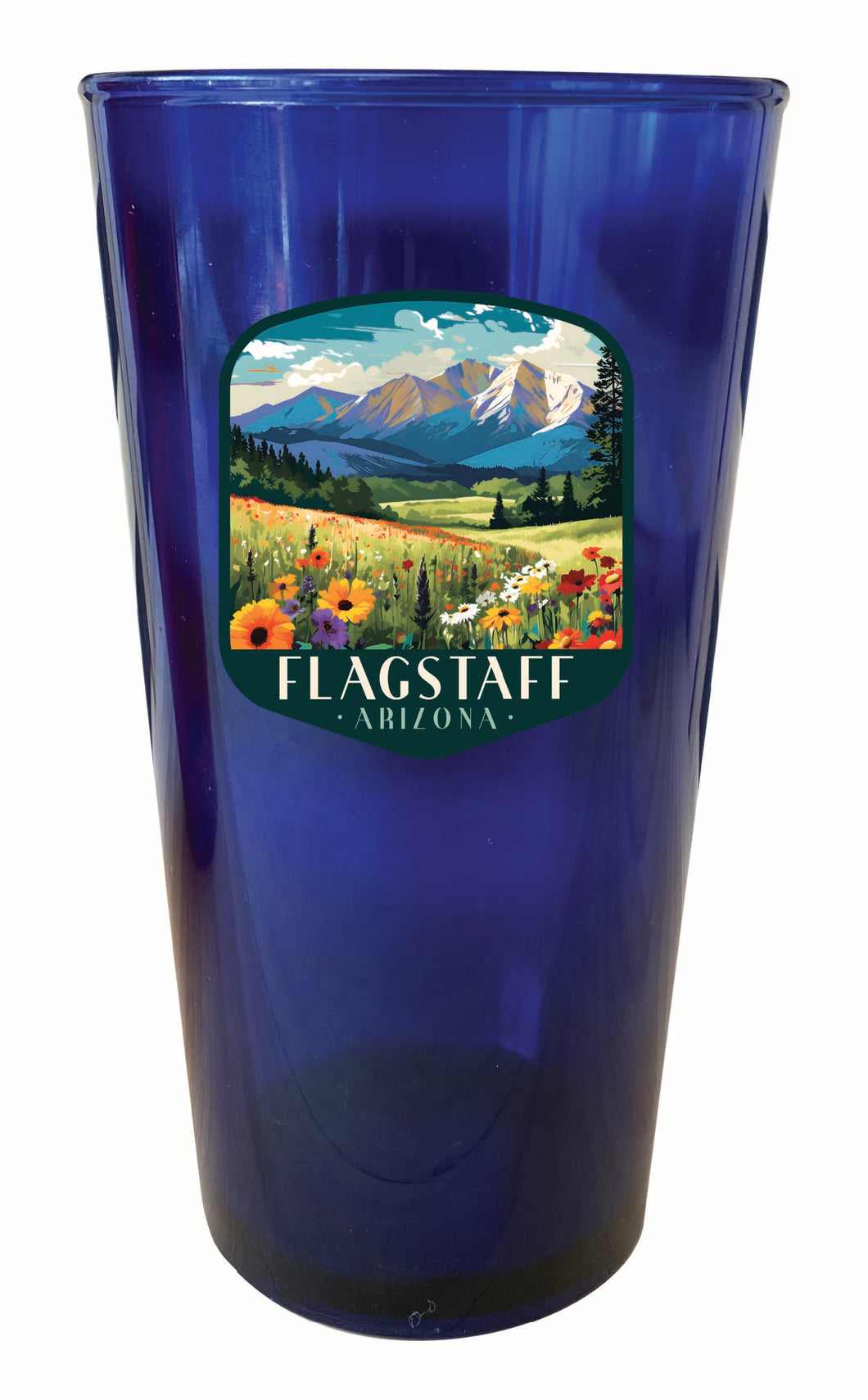 Flagstaff Arizona Design C Souvenir Plastic 16 oz pint Blue 4-Pack