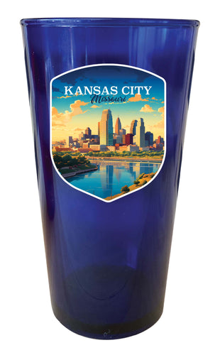 Kansas City Missouri Design A Souvenir Plastic 16 oz pint Blue Single