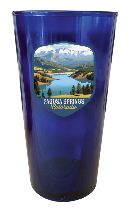 Pagosa Springs Colorado Design B Souvenir Plastic 16 oz pint Blue 4-Pack