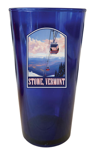 Stowe Mountain Vermont Design B Souvenir Plastic 16 oz pint Blue Single