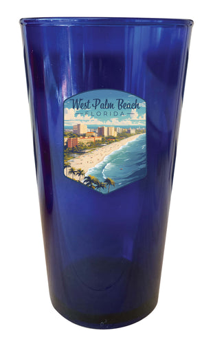 West Palm Beach Florida Design A Souvenir Plastic 16 oz pint Blue 4-Pack