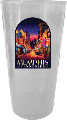 Memphis Tennessee Design C Souvenir Plastic 16 oz pint Clear 4-Pack